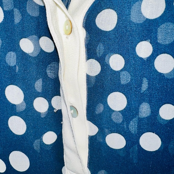 Navy sleeveless blouse with polka dots - Picture 3 of 5